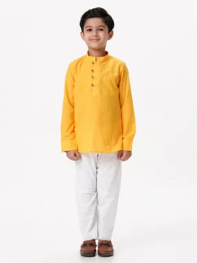 Boys Breeze Cotton Full Sleeves Yellow Kurta with Pyjama Pant Combo