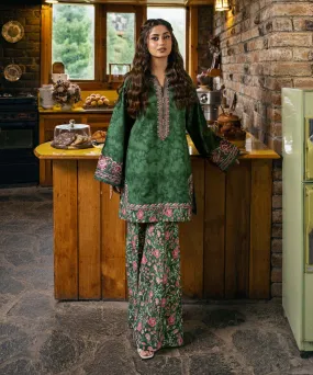 2 Piece - Embroidered Crosshatch Suit