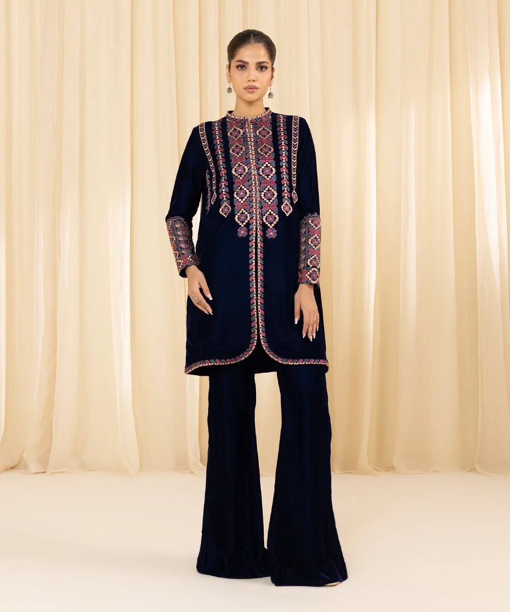 2 Piece - Embroidered Velvet Suit