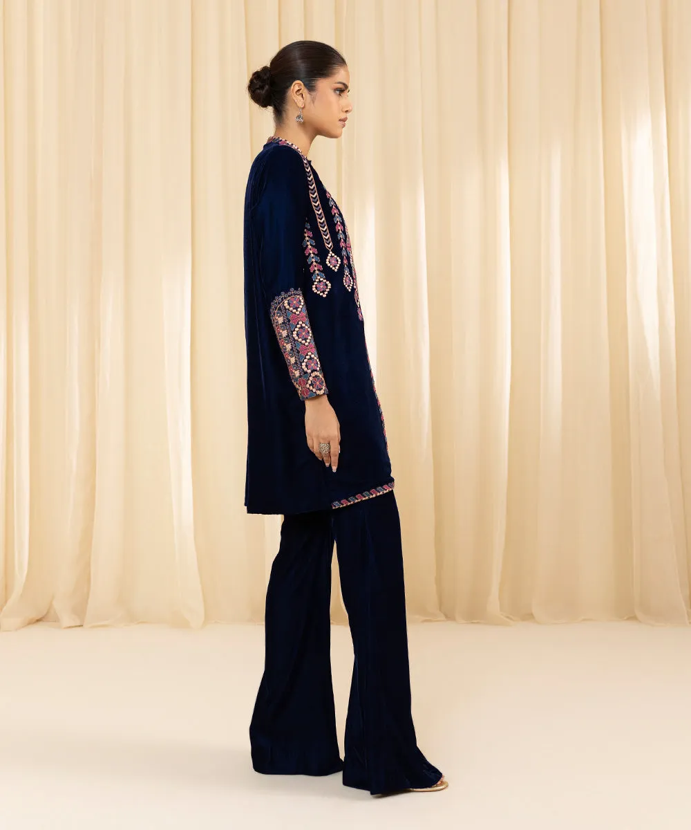 2 Piece - Embroidered Velvet Suit