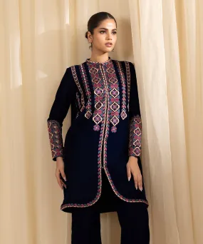 2 Piece - Embroidered Velvet Suit