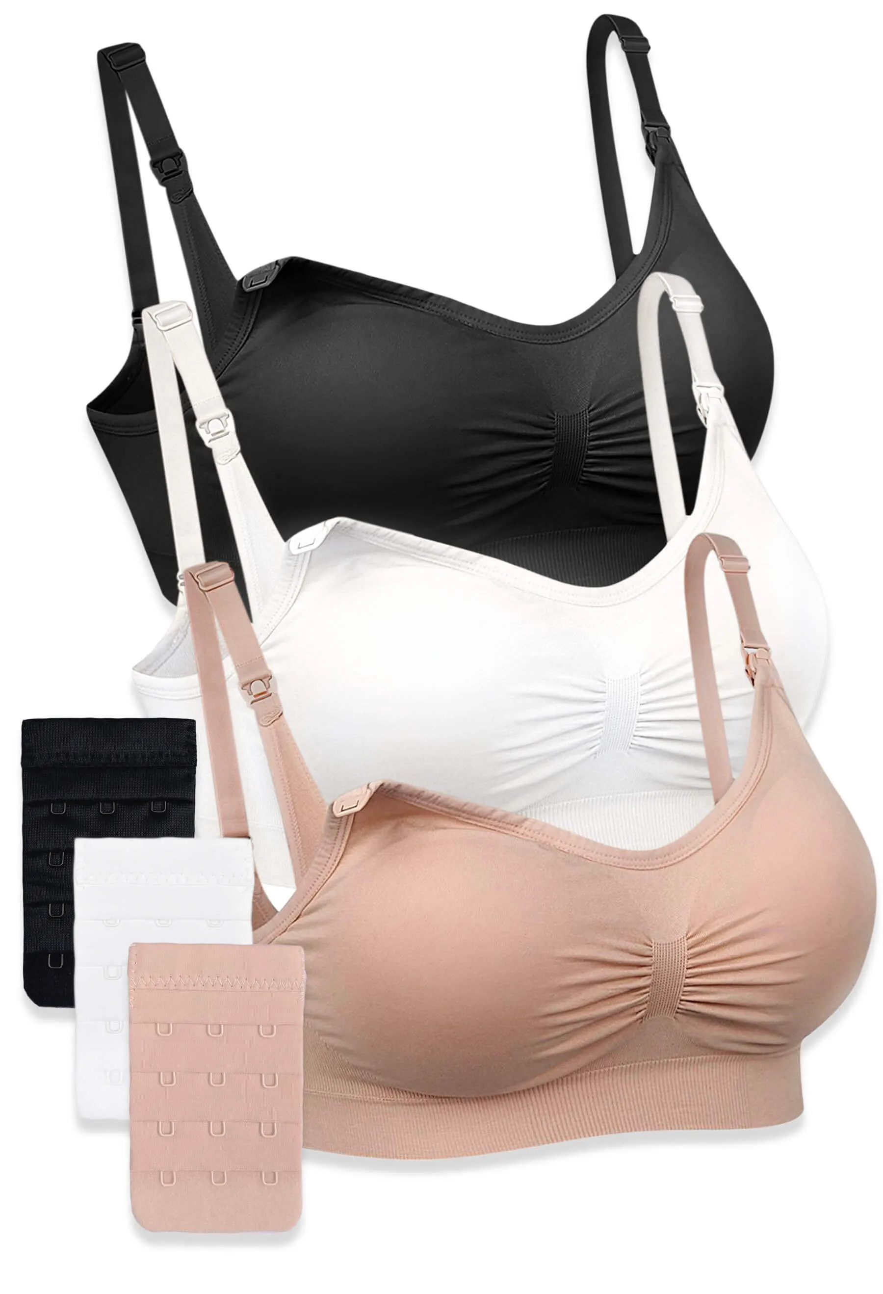 3 Pack Bamboo Wire Free Maternity and Nursing Bra   Bra Extender Set