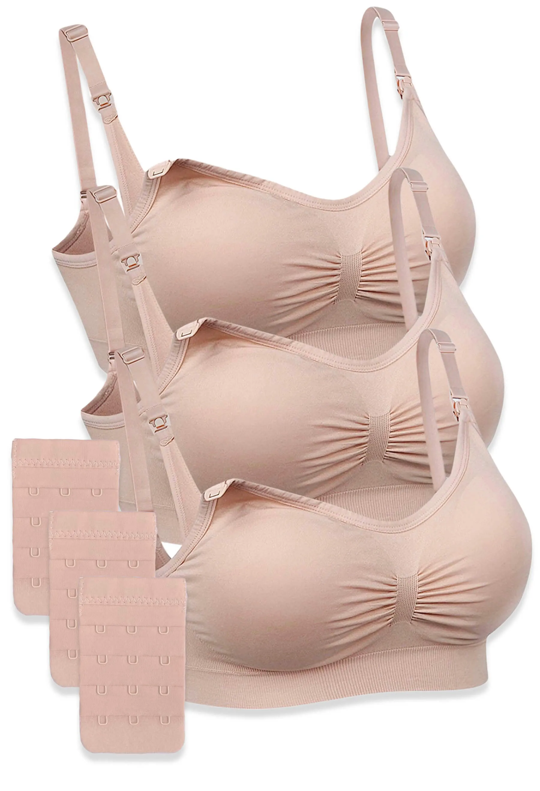 3 Pack Bamboo Wire Free Maternity and Nursing Bra   Bra Extender Set