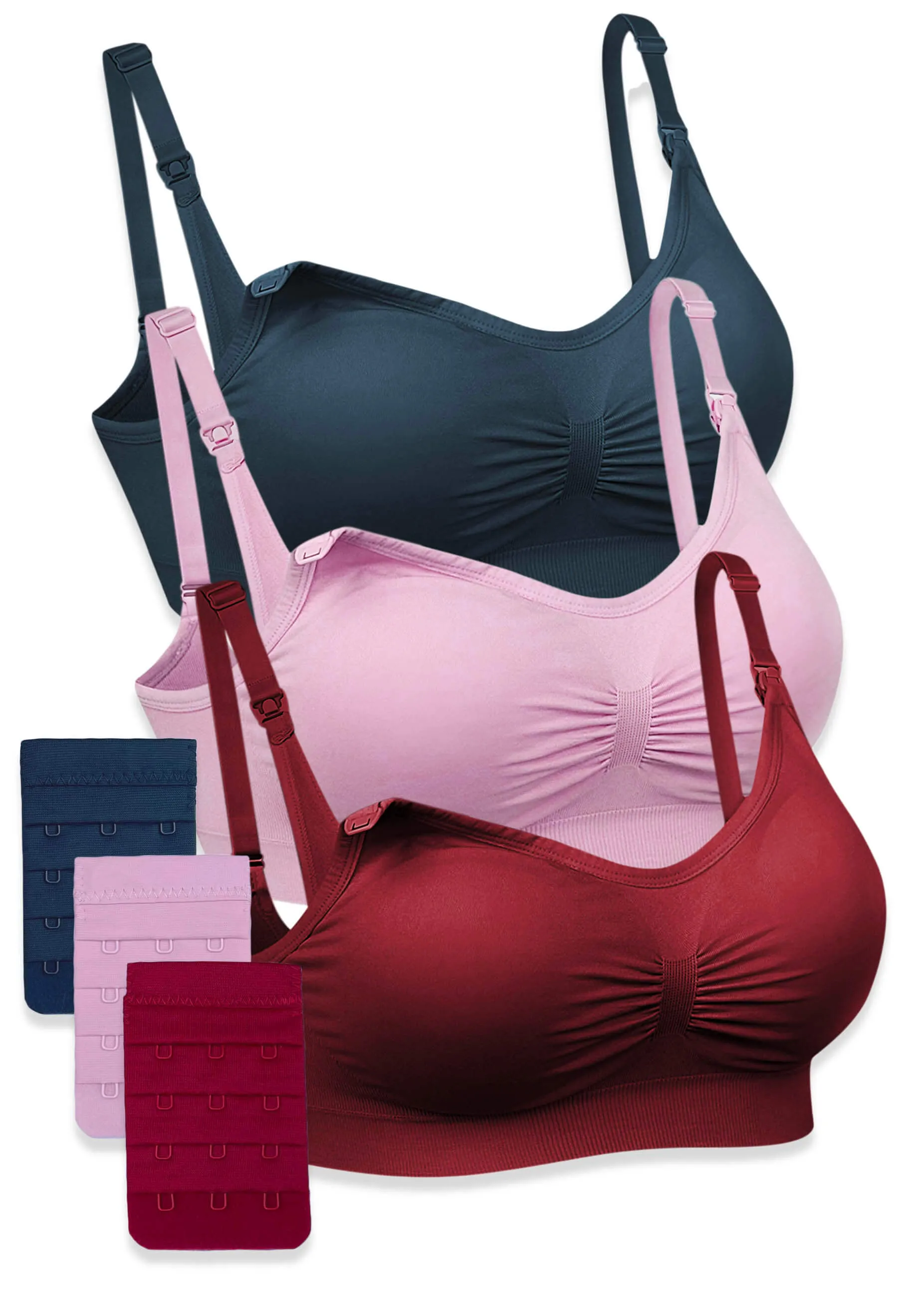 3 Pack Bamboo Wire Free Maternity and Nursing Bra   Bra Extender Set