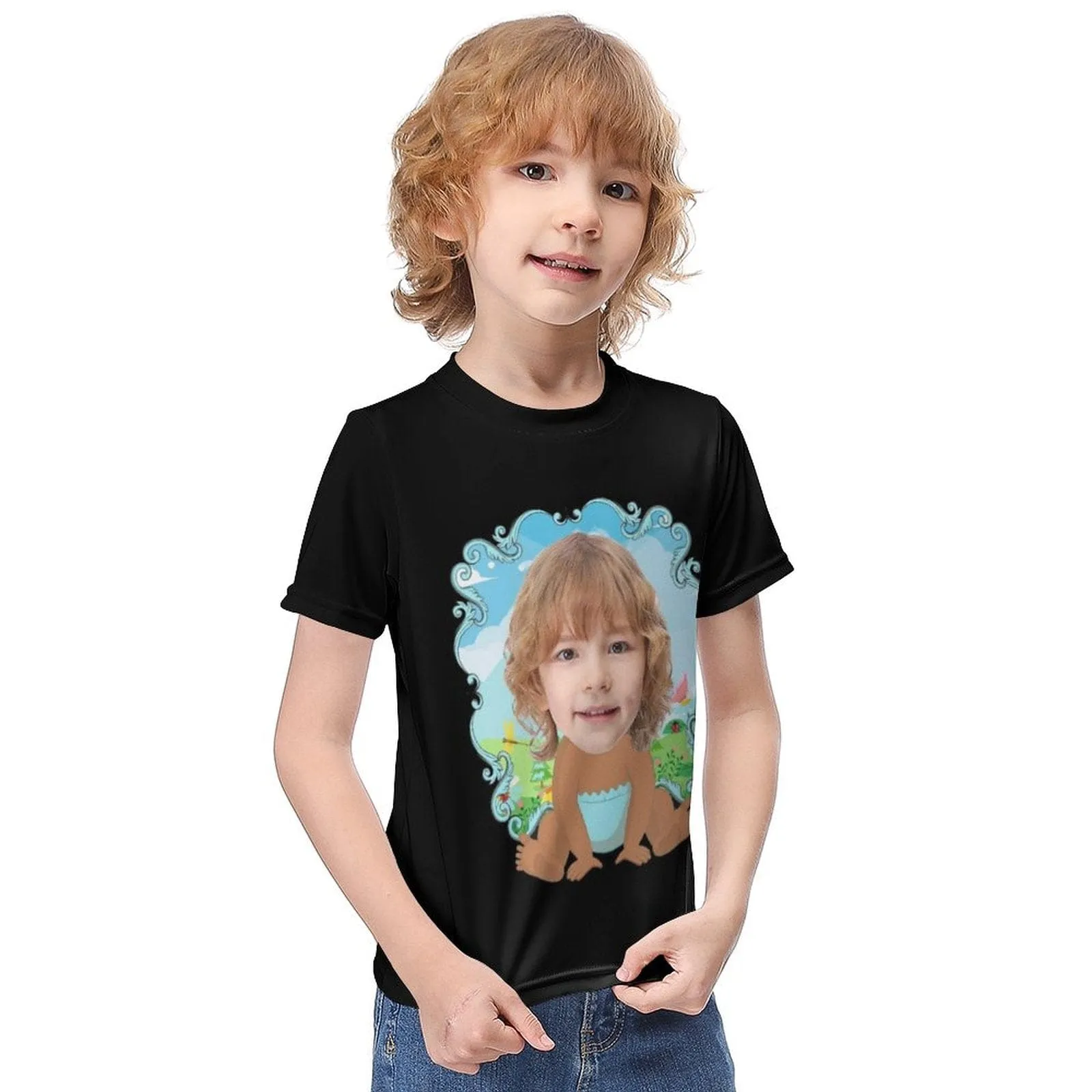 #6-12Y Custom Face A Baby Cute Kid's T-shirt For Boy Girl