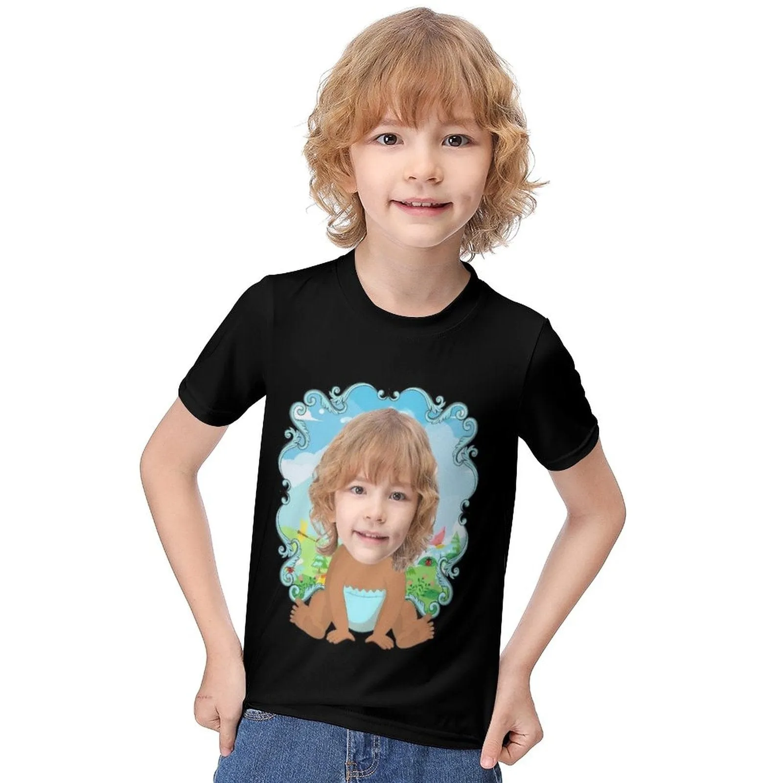 #6-12Y Custom Face A Baby Cute Kid's T-shirt For Boy Girl