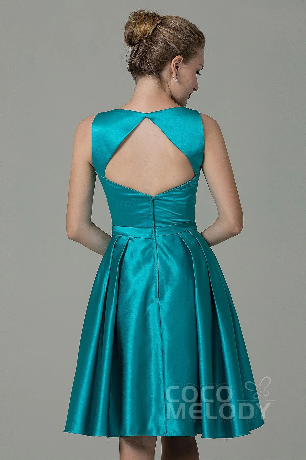 A-Line Knee Length Satin Bridesmaid Dress COZK1500B