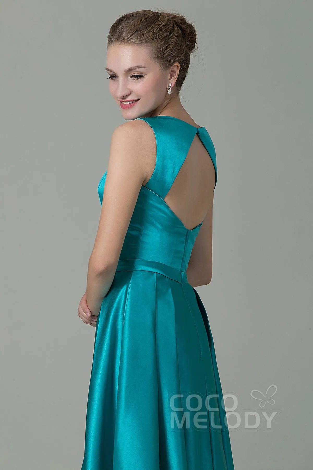 A-Line Knee Length Satin Bridesmaid Dress COZK1500B