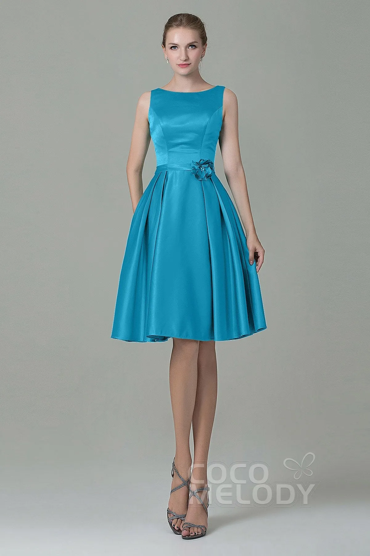 A-Line Knee Length Satin Bridesmaid Dress COZK1500B