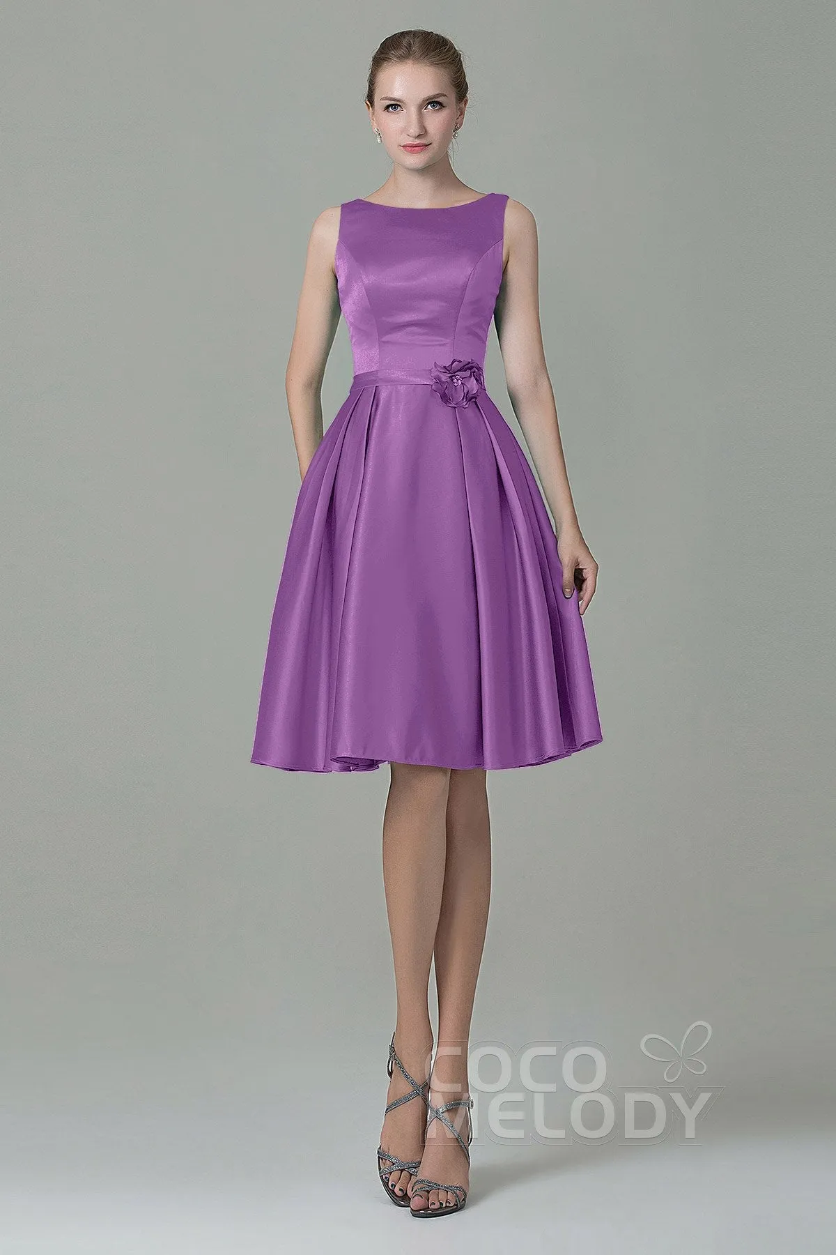 A-Line Knee Length Satin Bridesmaid Dress COZK1500B