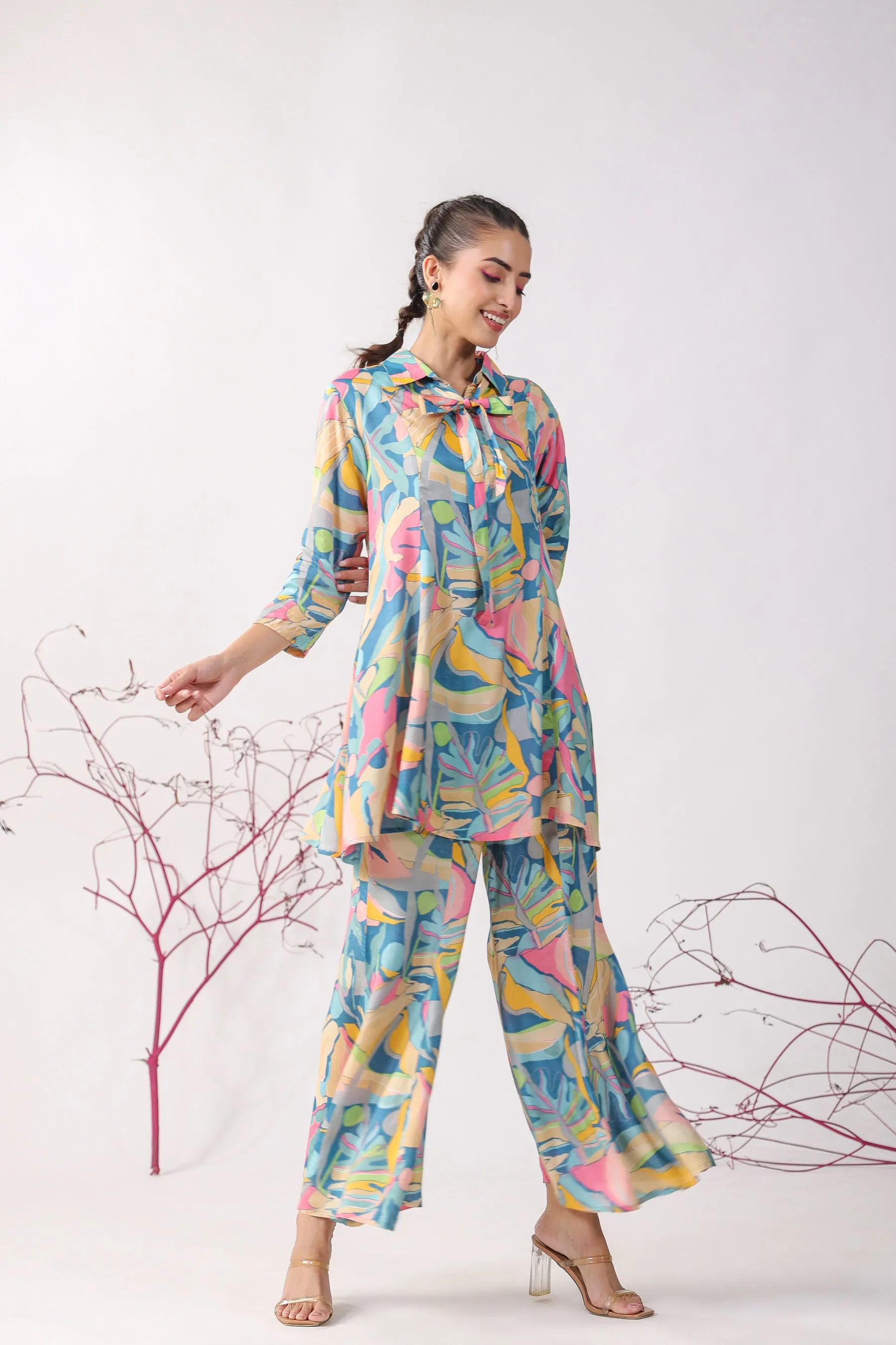 Abstract Pop Muslin Co-ord Set