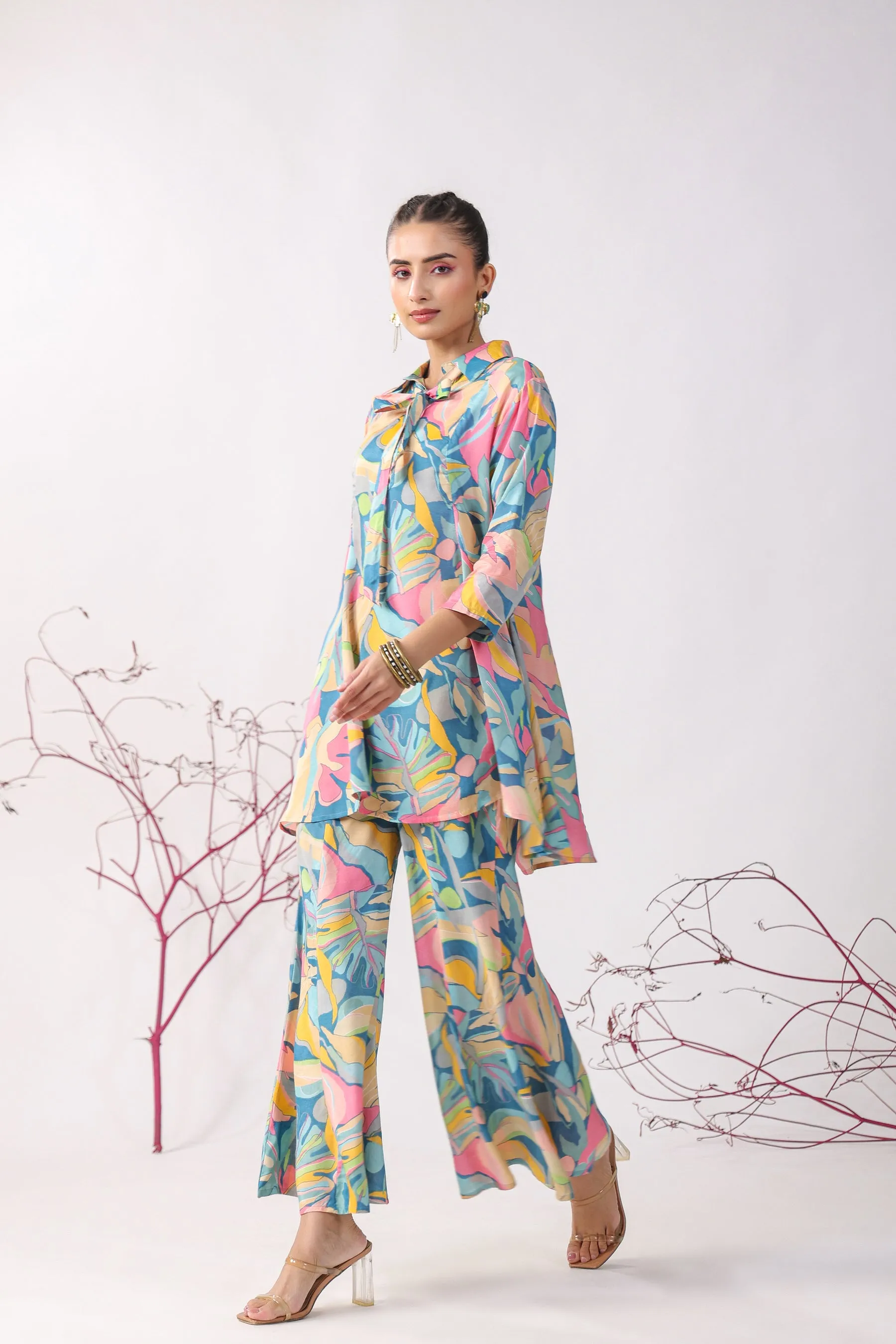 Abstract Pop Muslin Co-ord Set