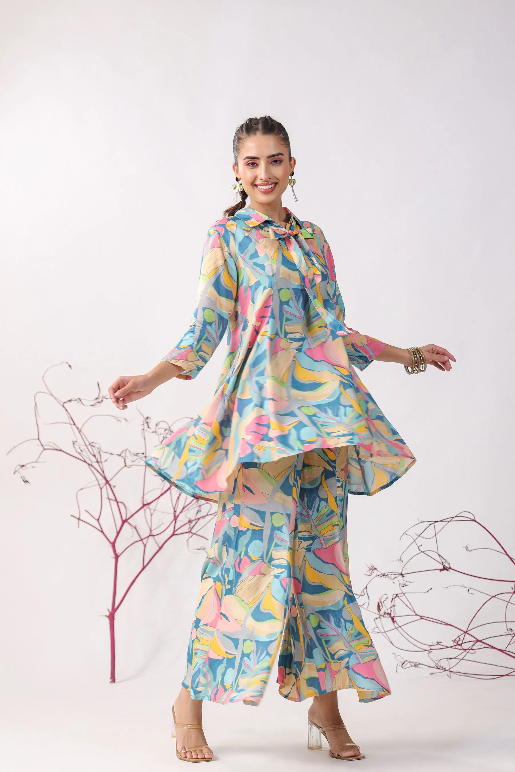 Abstract Pop Muslin Co-ord Set