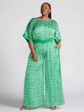 Adah Geometric Print Wide Leg Jumpsuit