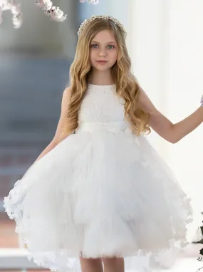 Adorable At The Ball Tiered Hi-Lo Tulle Communion Gown