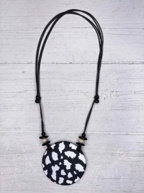 Alisha D Big Circle Pendant Animal Print Hand Painted Necklace