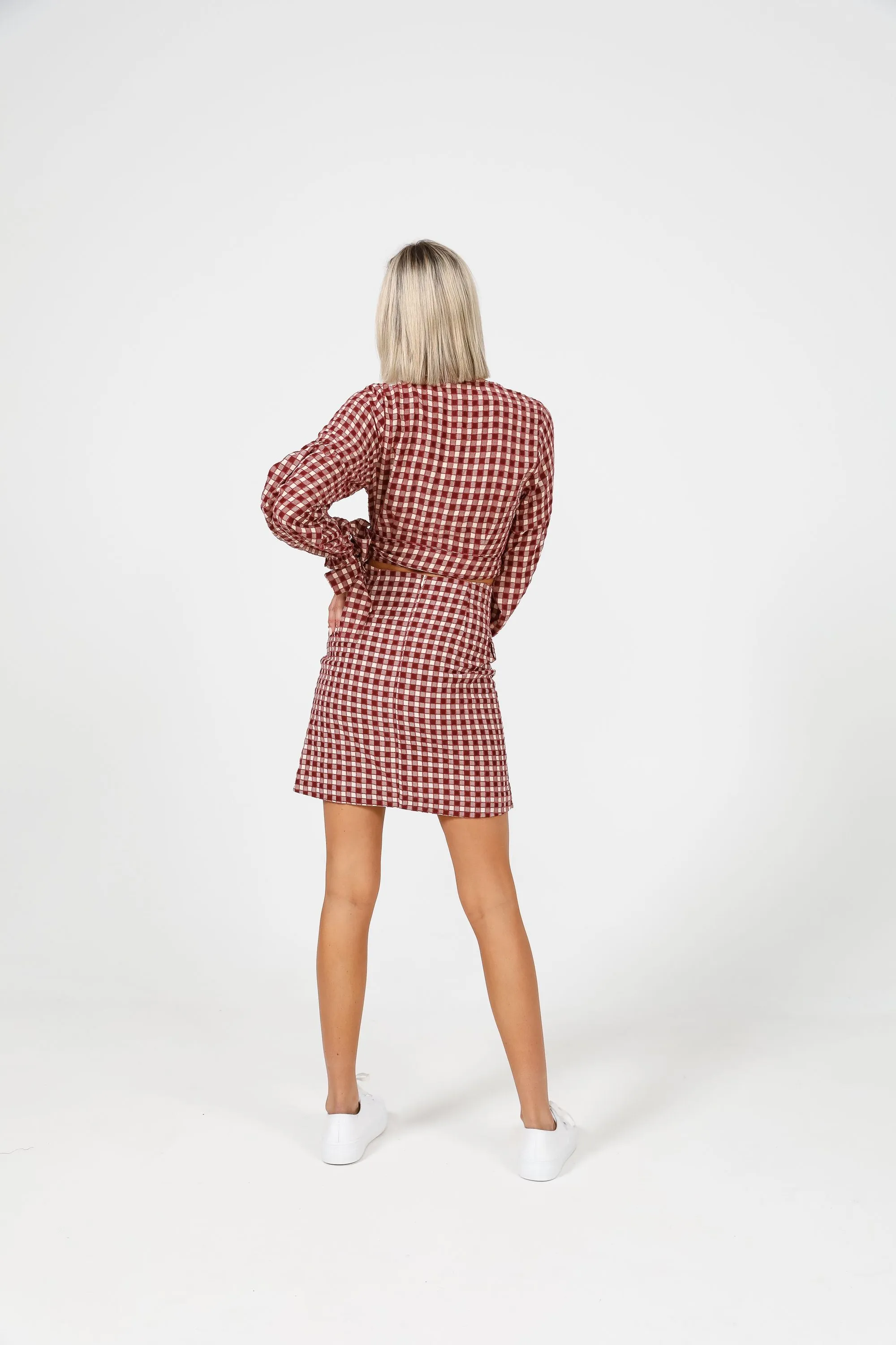 Amber Mini Skirt (Pink Check)