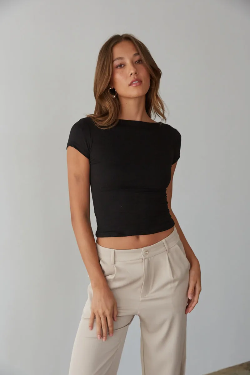 Aubrey Butter Soft Open Back Baby Tee