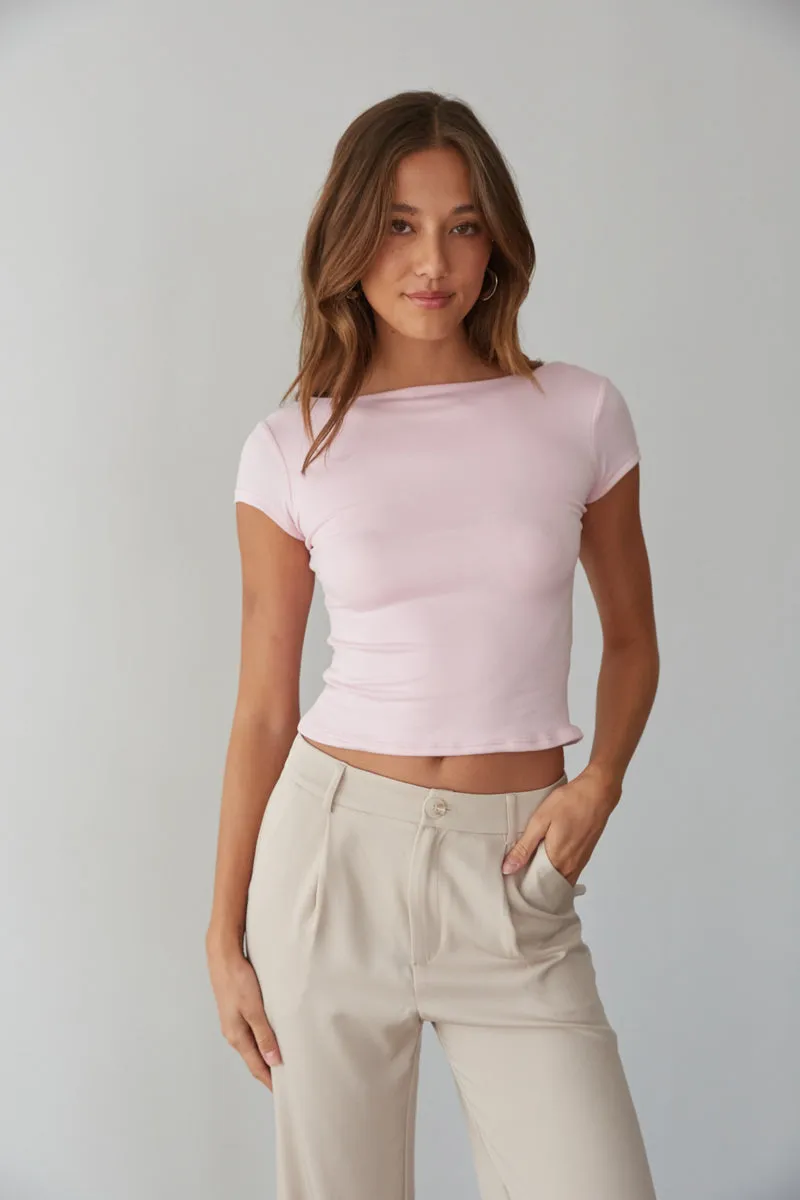 Aubrey Butter Soft Open Back Baby Tee