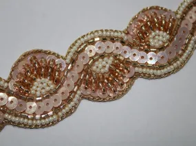 Baby Pink Sequins Handwork Embroidered Border