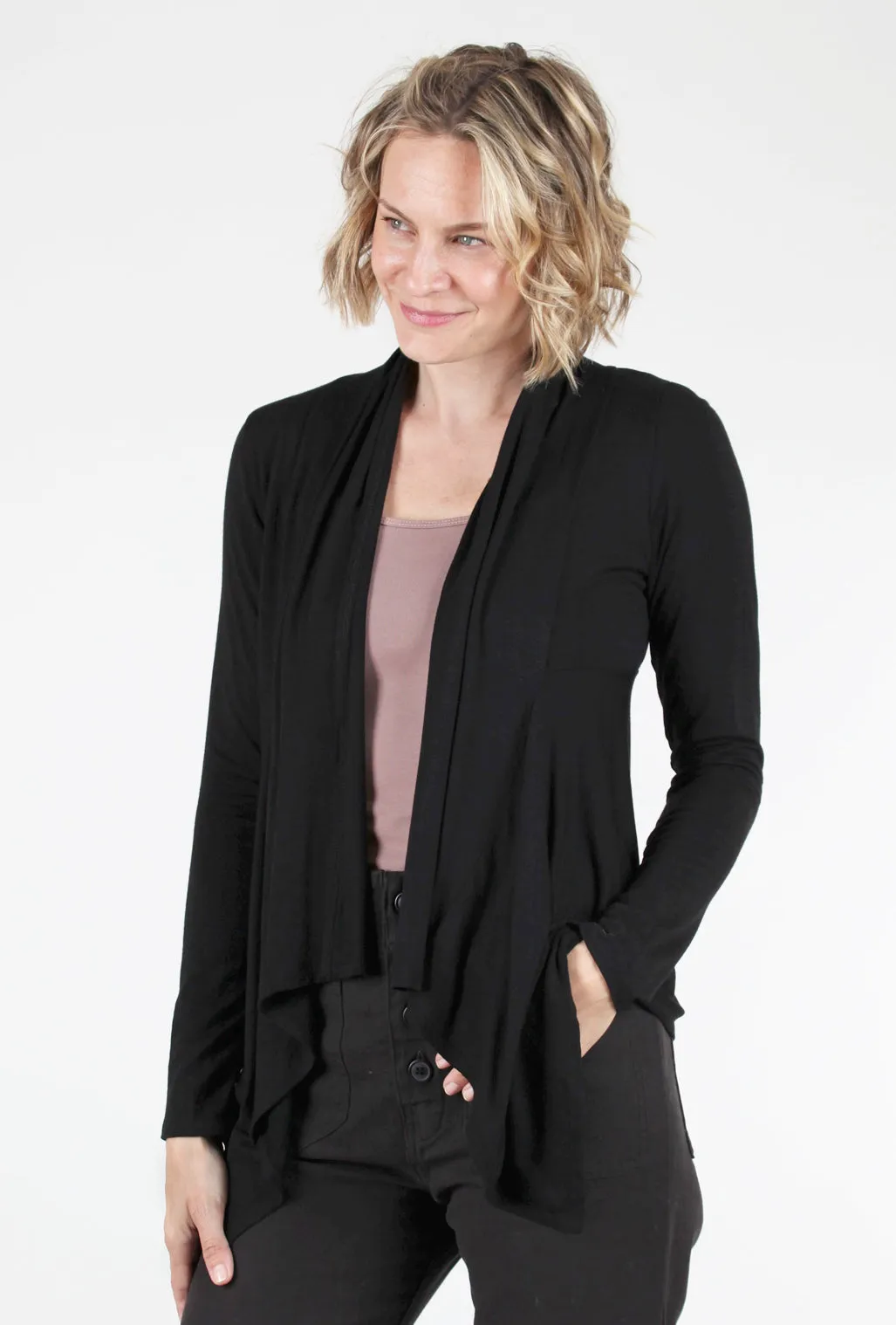 Back Seam Detail Cardigan, Black