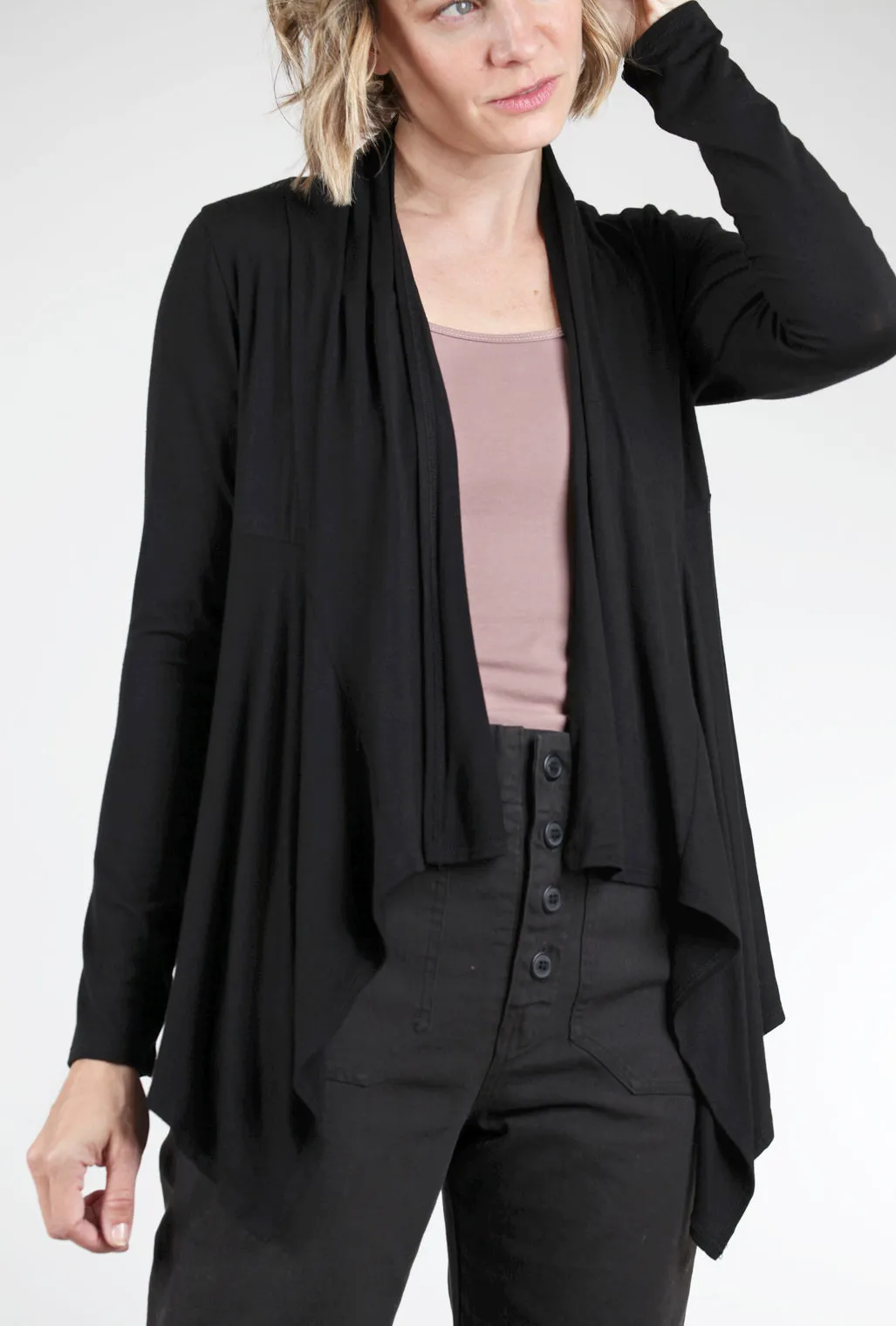 Back Seam Detail Cardigan, Black