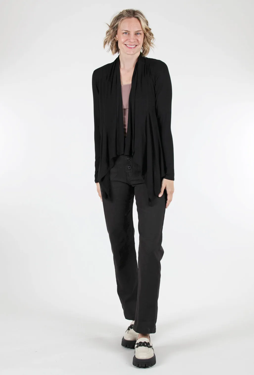 Back Seam Detail Cardigan, Black