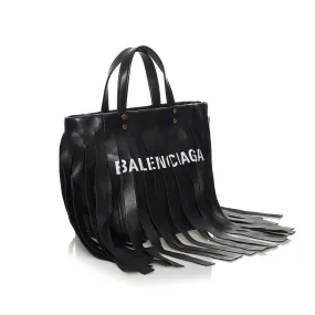 Balenciaga Laundry Cabas Fringe Leather Tote Bag