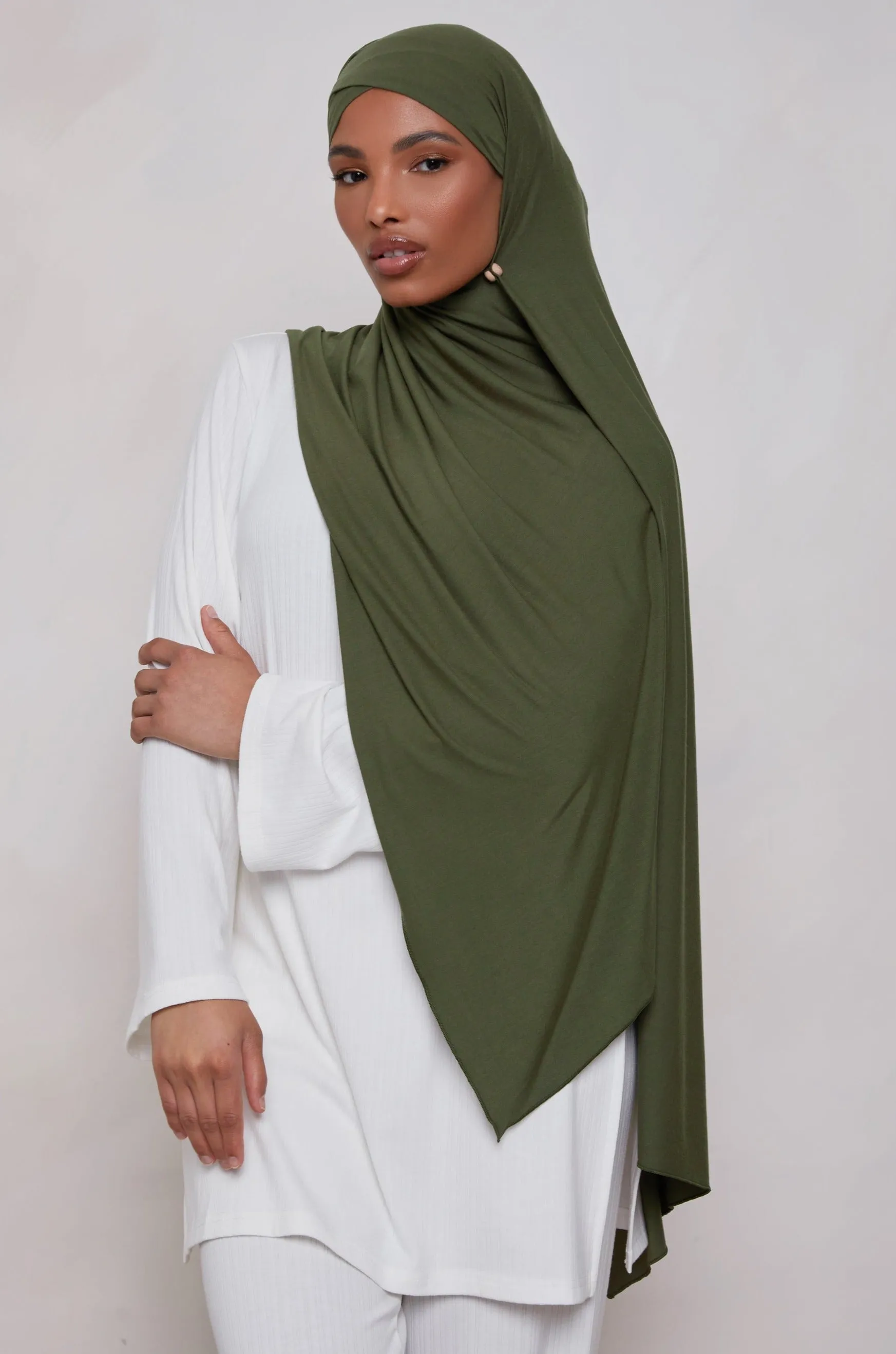 Bamboo Jersey Hijab - Dark Olive