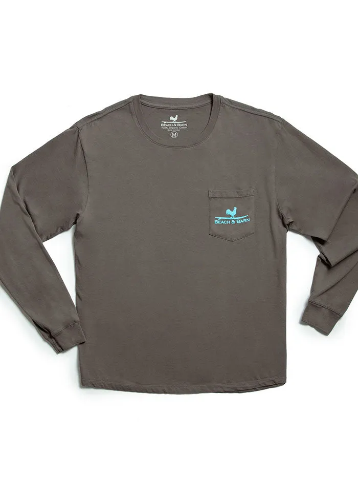 Beach & Barn TRACTOR POOL Long Sleeve Pocket Tee Graphite