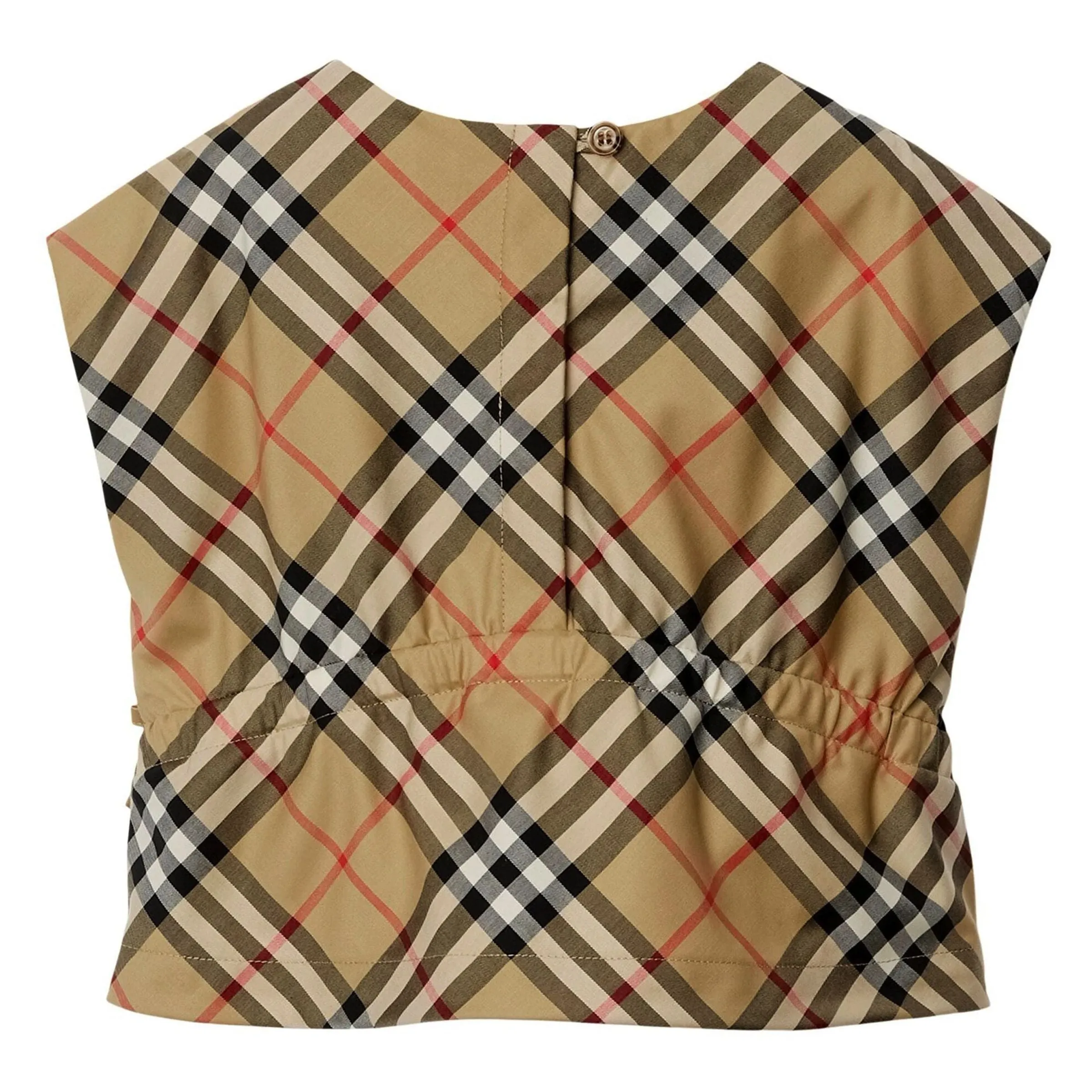 Beige Check Cotton Poplin Blouse