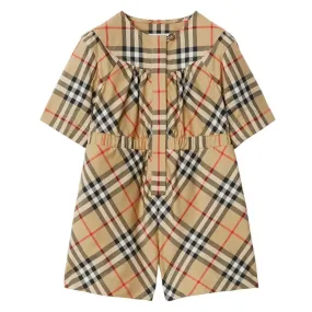 Beige Check Dress