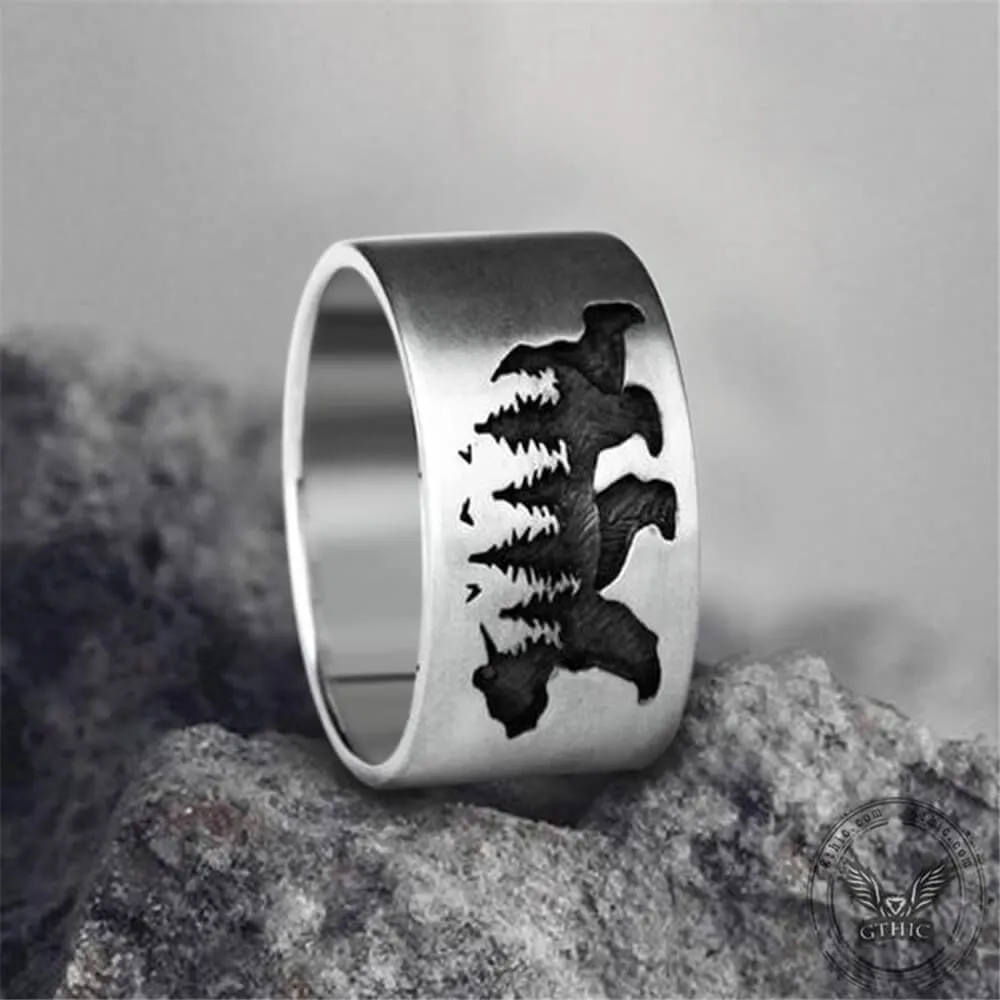 Black Bear Forest Alloy Ring