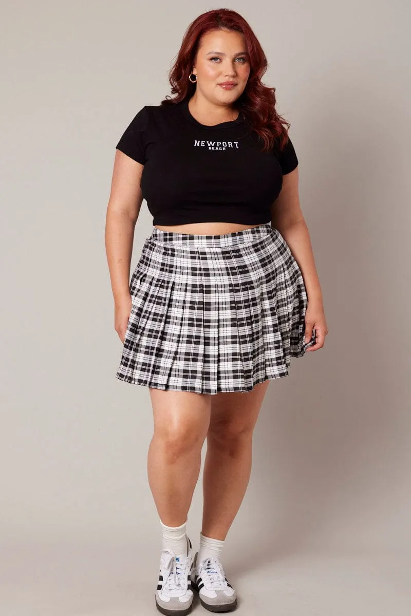 Black Check Mini Skirt