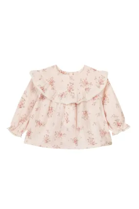 Blouse - Pale pink with floral print