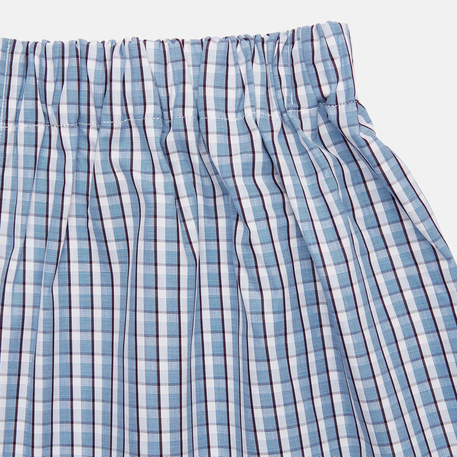 Blue and White Check Cotton Godfrey Boxers