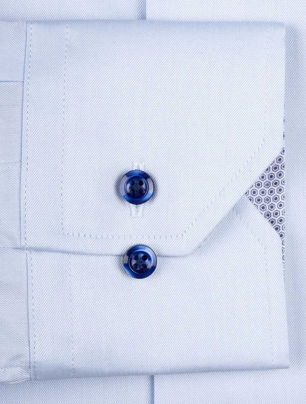 Blue Contrast Button With Inlay Slim Fit Shirt