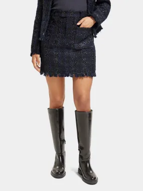 Boucle tweed check mini skirt