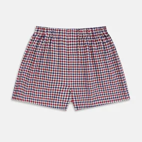 Burgundy Gingham Check Godfrey Boxer Shorts