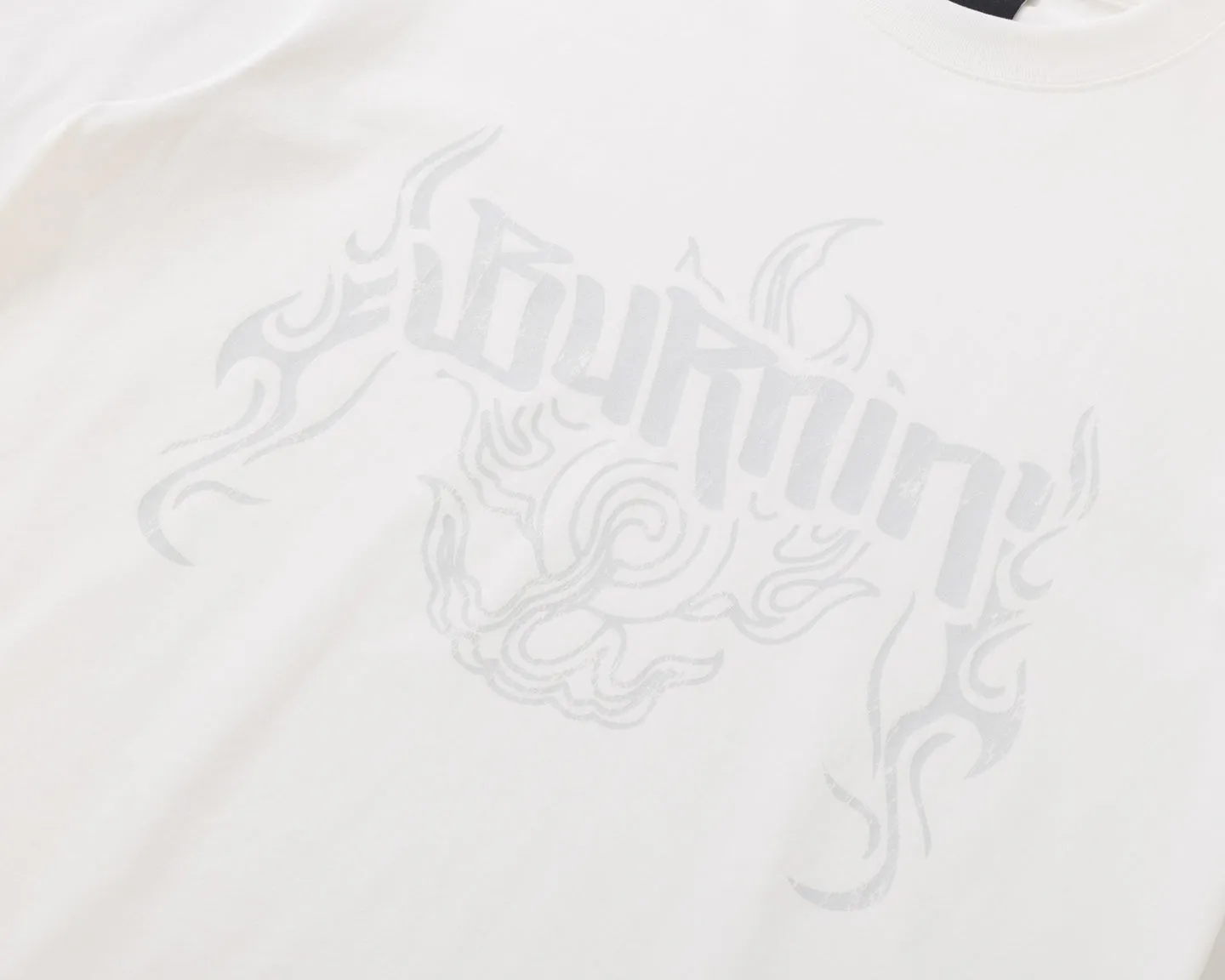 BURNIN* “97’series” worn fire pattern fake two-piece T-shirt