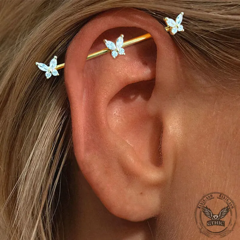 Butterfly Pattern Heart Design Copper Industrial Piercing