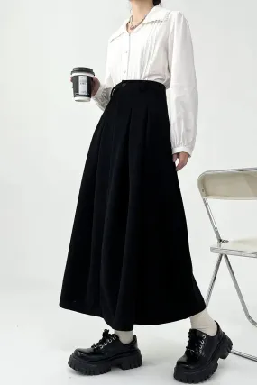 Casual Soft Solid Pleated Draped Elastic Waist Slim Skirt