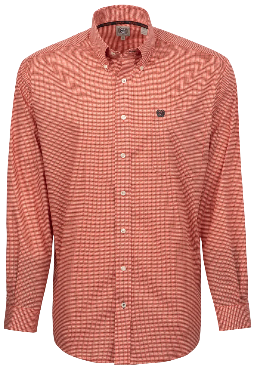 Cinch Mini Check Button-Front Shirt - Red