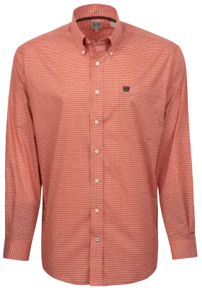 Cinch Mini Check Button-Front Shirt - Red