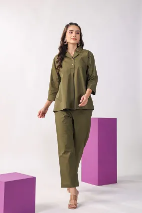 Classic Olive Cotton Co-ord Set