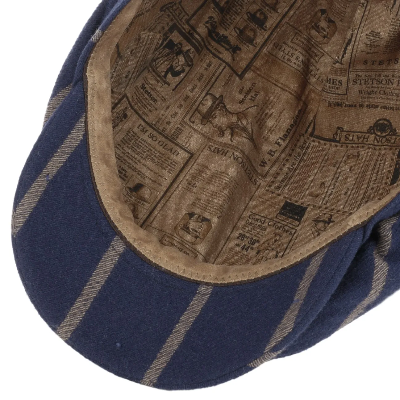 Contrast Stripes Wool Flat Cap by Stetson