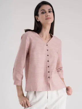 Cotton Button Detail Top - Pink