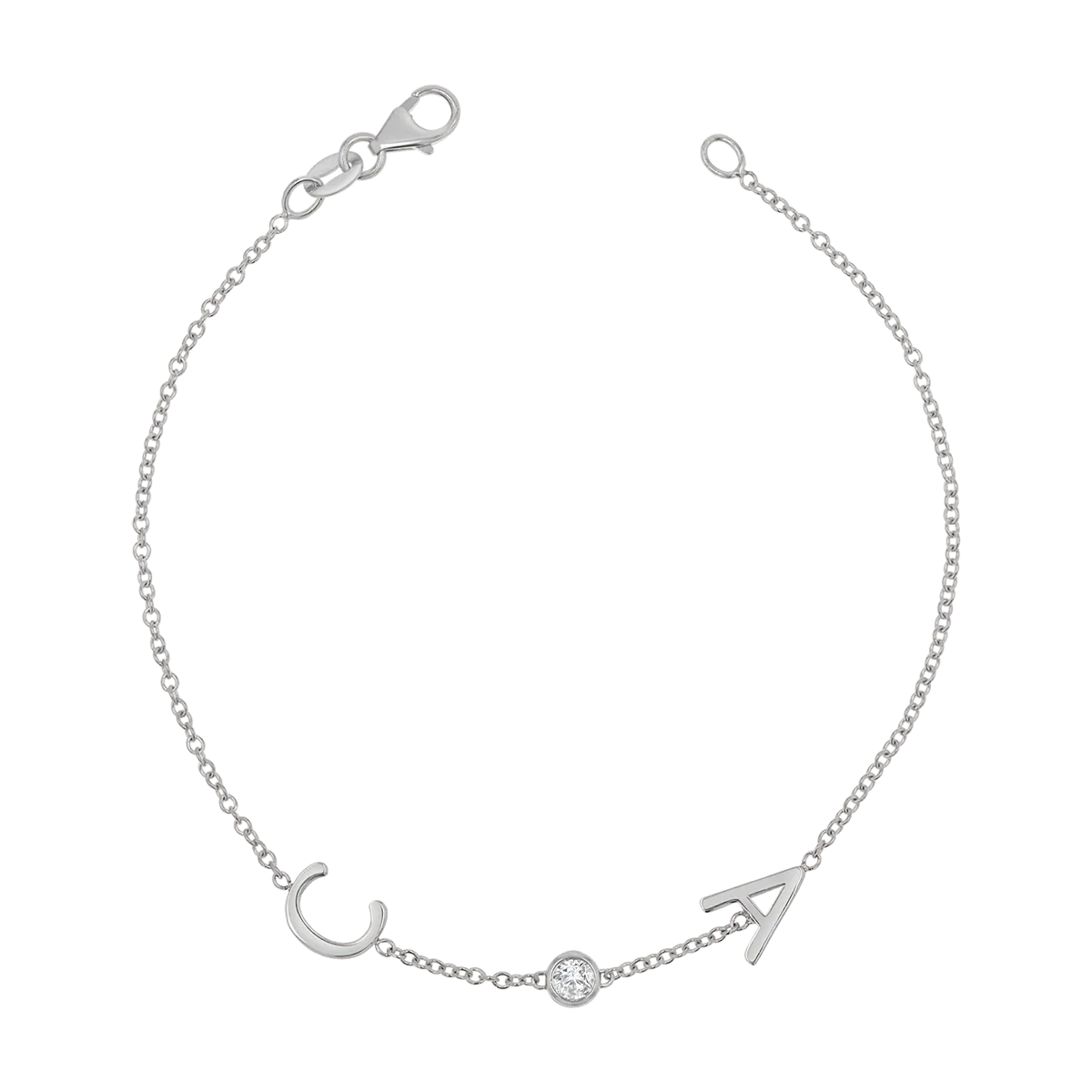 Diamond Bezel Multi Initial Bracelet