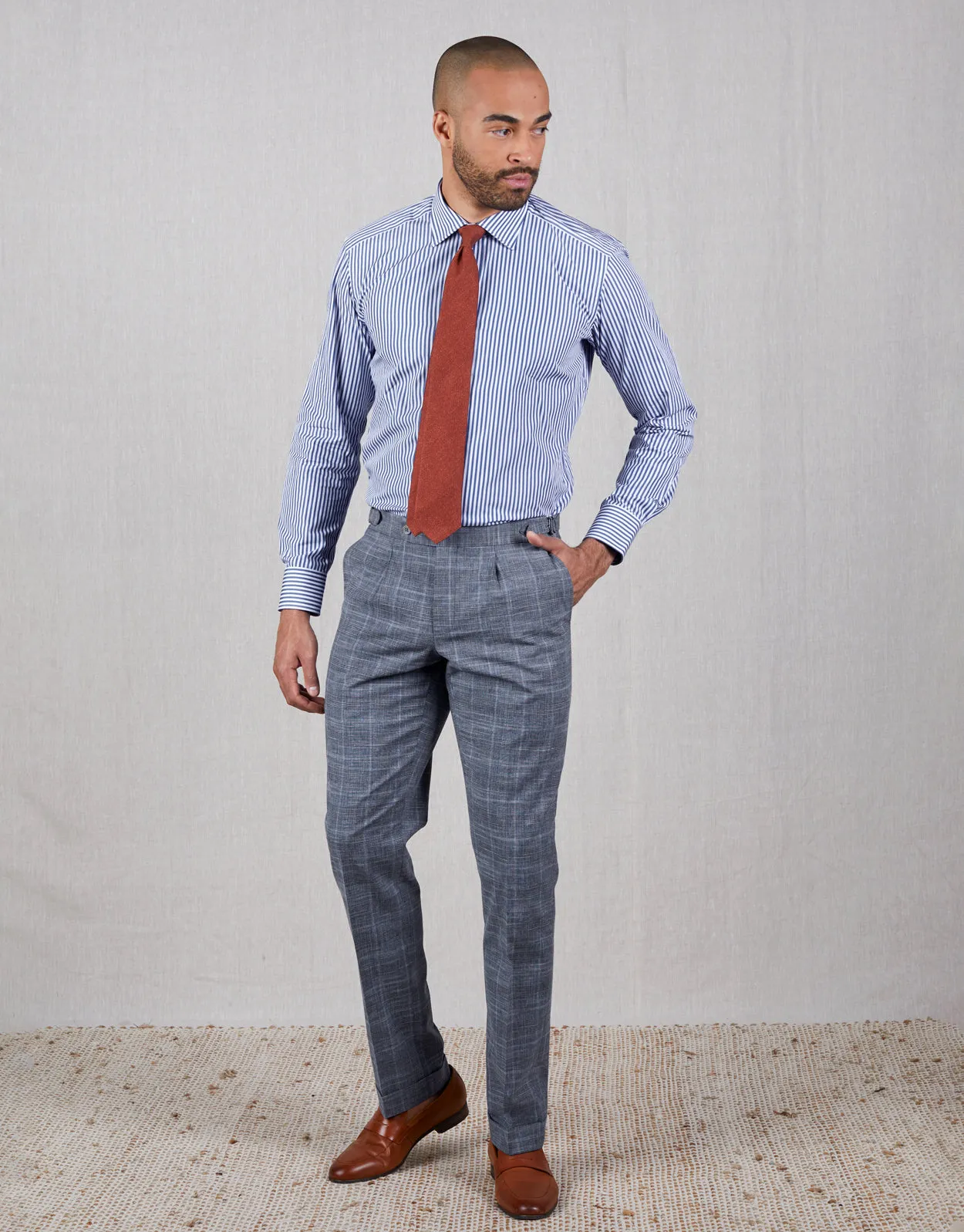 Evans Blue & Beige Check Trouser