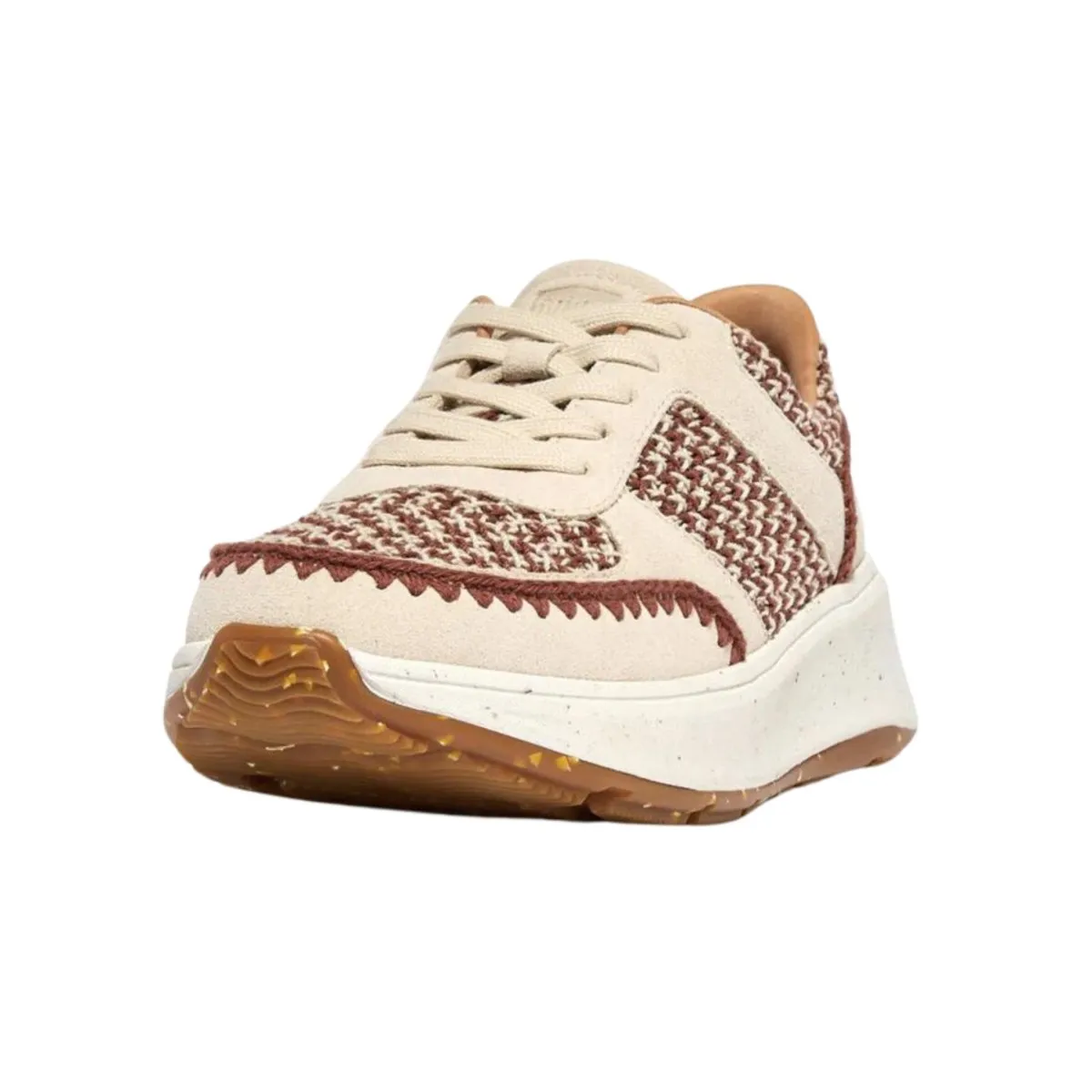 FitFlop Women's F-Mode e-1 Crochet/Suede Flatform Sneakers Brown